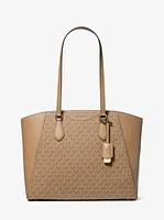 Taryn Large Signature Logo and Leather Tote Bag