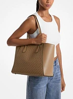 Taryn Large Signature Logo and Leather Tote Bag