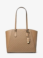 Taryn Large Signature Logo and Leather Tote Bag