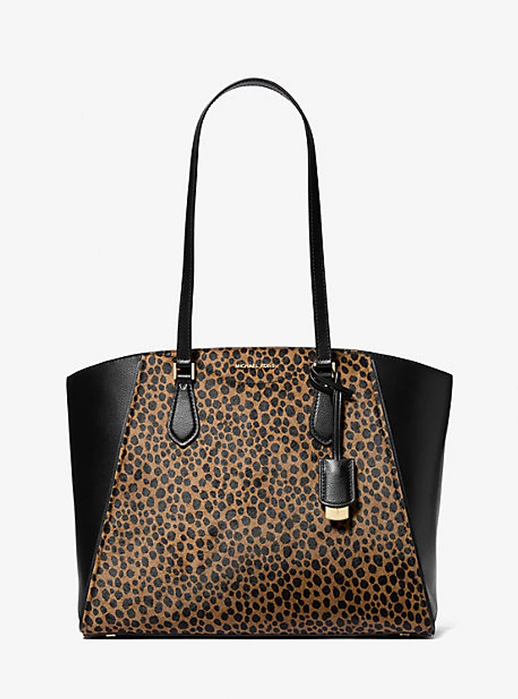 Taryn Large Cheetah Print Calf Hair and Leather Tote Bag