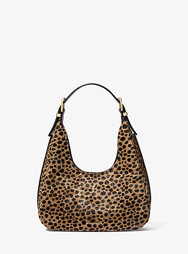 Nolita Small Cheetah Print Calf Hair Hobo Shoulder Bag