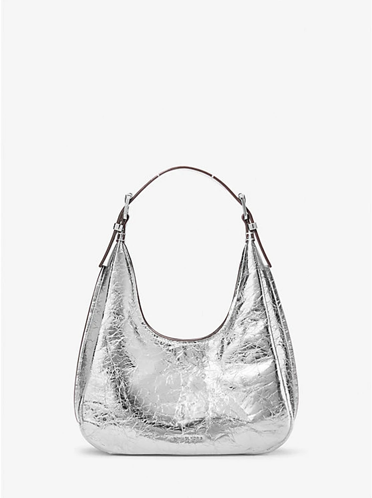 Bolso hobo de hombro Nolita pequeño de piel craquelada metálica