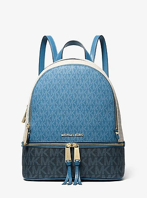 Rhea Medium Color-Block Logo Backpack