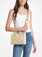 Gigi Small Metallic Empire Logo Jacquard Messenger Bag