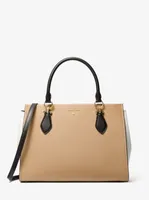 Marilyn Large Color-Block Saffiano Leather Satchel