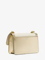 Heather Large Canvas and Metallic Faux Leather Shoulder Bag