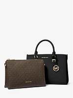 Sally Medium 2-in-1 Saffiano Leather and Logo Satchel