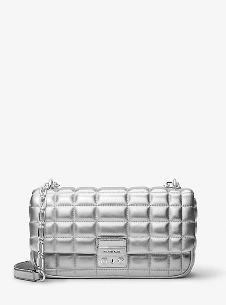 Tribeca Large Metallic Quilted Leather Shoulder Bag