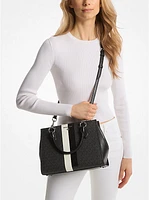 Marilyn Medium Signature Logo Stripe Satchel