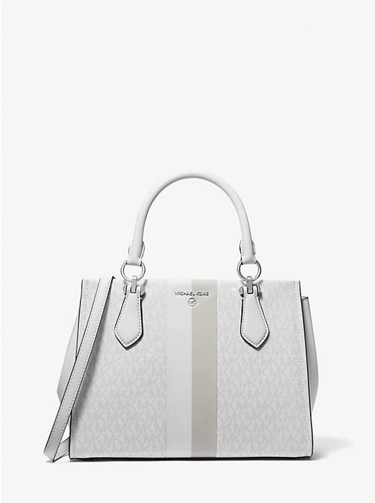 Marilyn Medium Signature Logo Stripe Satchel
