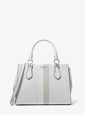 Marilyn Medium Signature Logo Stripe Satchel