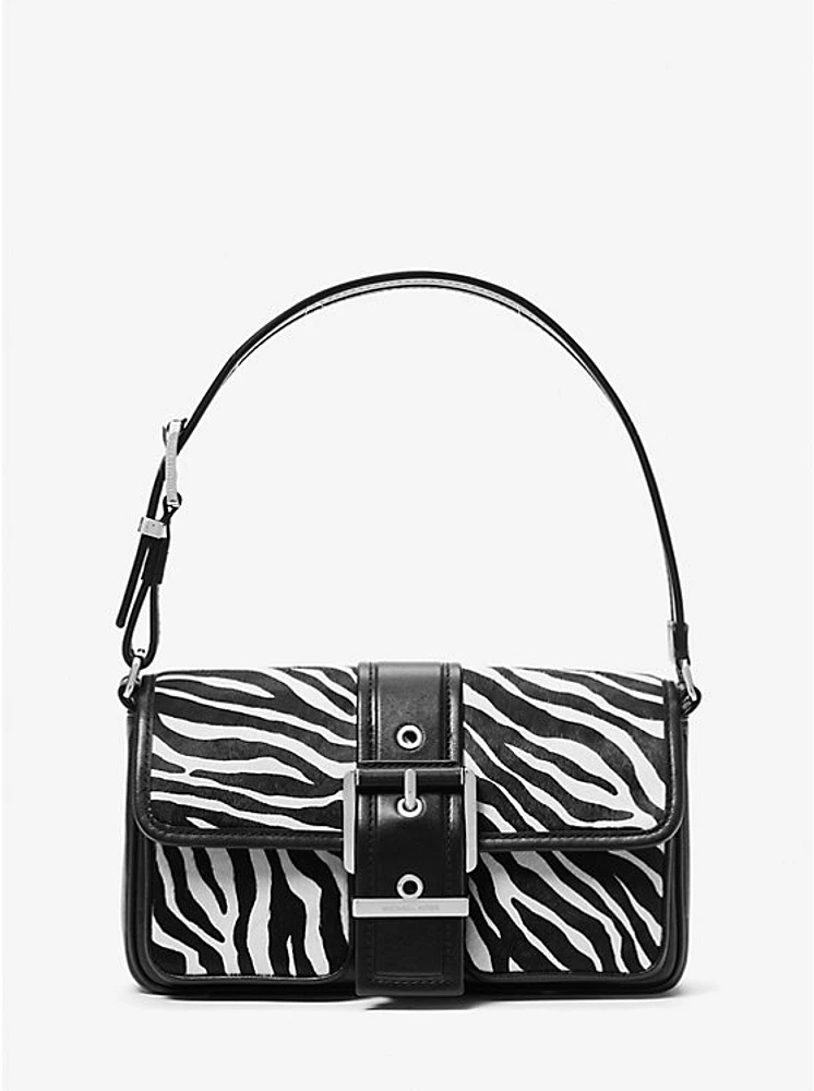 Colby Medium Zebra Print Calf Hair Shoulder Bag