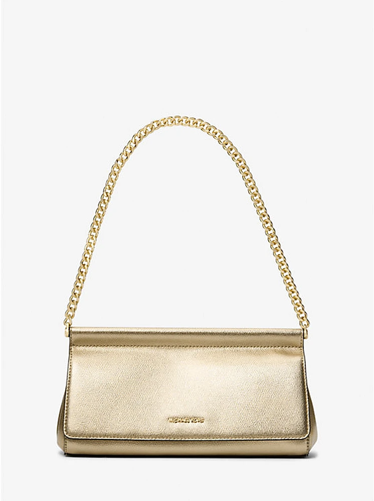 Carmine Medium Metallic Pebbled Leather Pochette