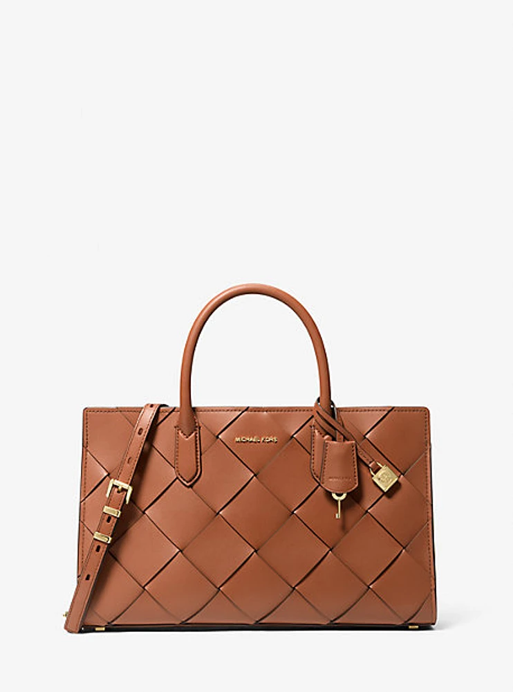 Scarlett Medium Woven Leather Satchel