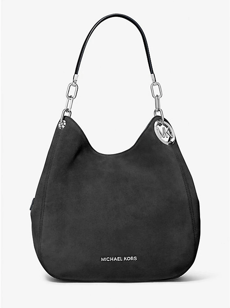 Bolso de hombro Lillie grande de gamuza