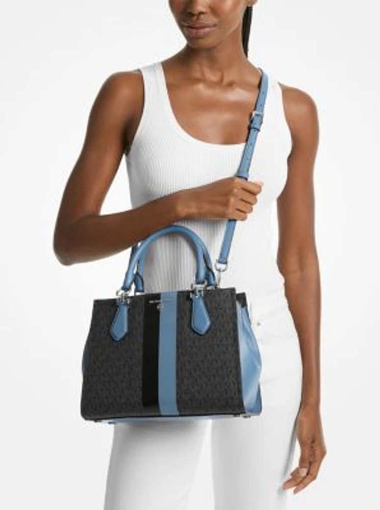 Marilyn Medium Signature Logo Stripe Satchel
