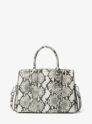 Laila Medium Snake Embossed Leather Satchel