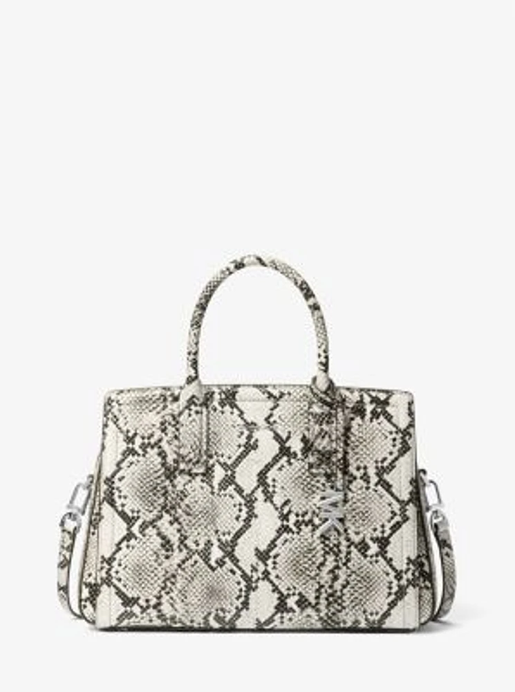 Laila Medium Snake Embossed Leather Satchel