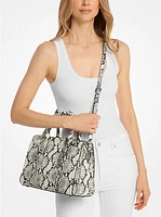 Laila Medium Snake Embossed Leather Satchel