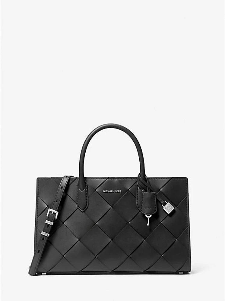 Scarlett Medium Woven Leather Satchel