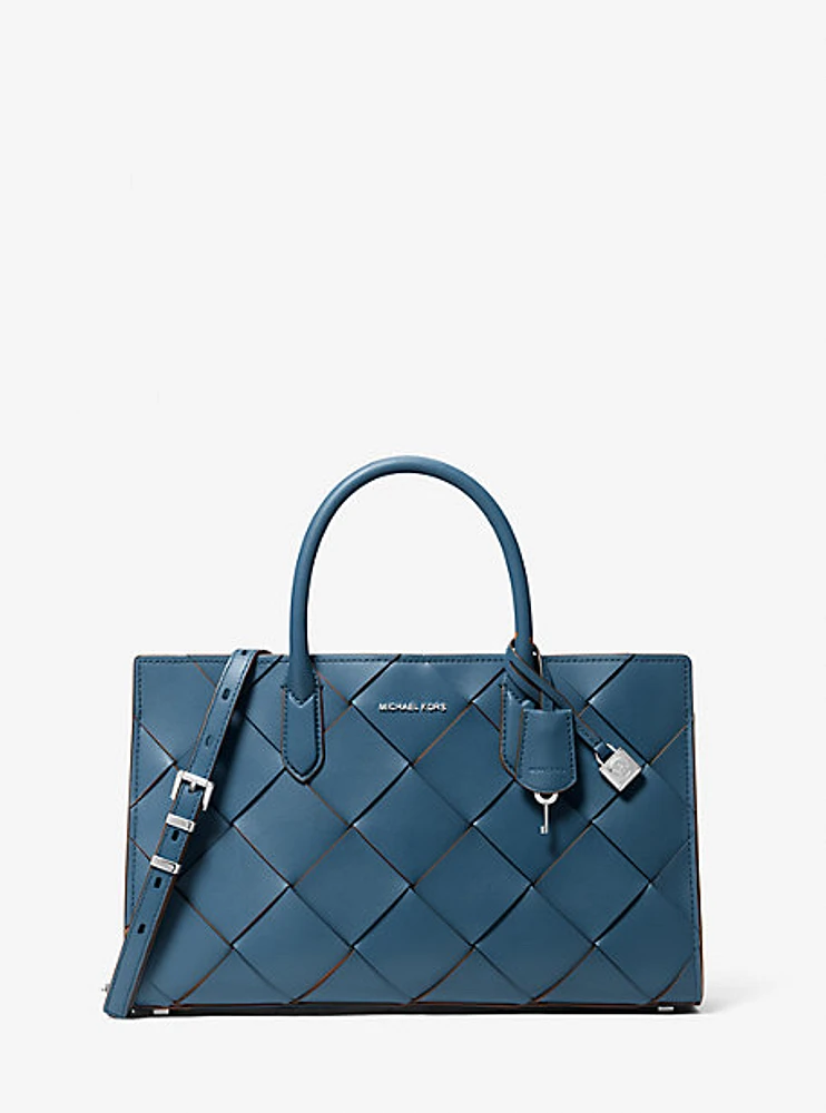 Scarlett Medium Woven Leather Satchel