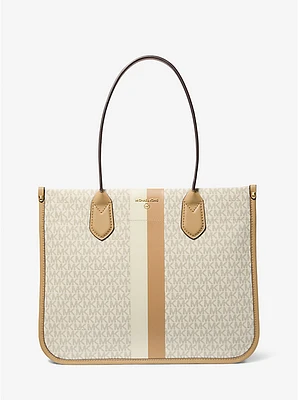 Heidi Large Stripe Signature Logo Tote Bag