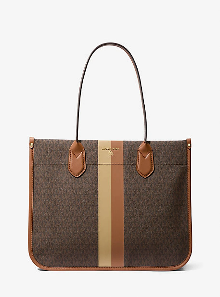 Heidi Large Stripe Signature Logo Tote Bag