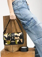 Colby Medium Camouflage Print Calf Hair Shoulder Bag