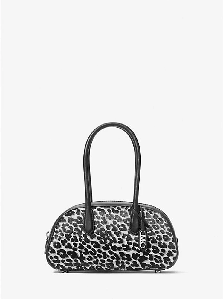 Lulu Small Leopard Print Calf Hair Satchel