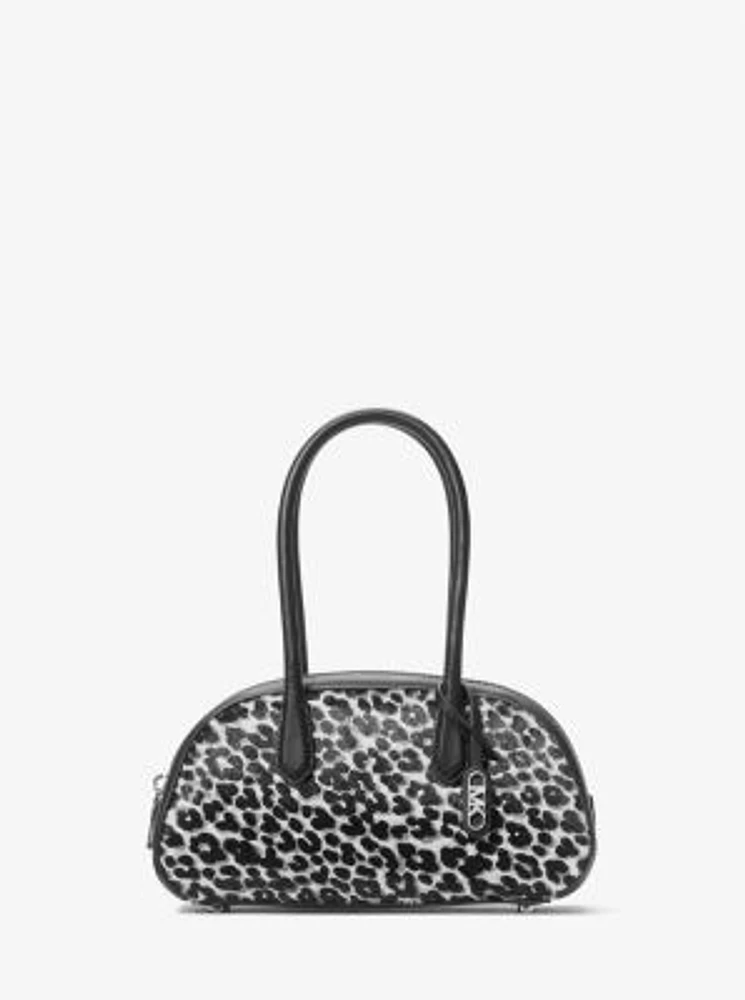 Lulu Small Leopard Print Calf Hair Satchel