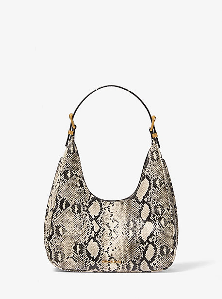 Nolita Snake Embossed Leather Hobo Shoulder Bag