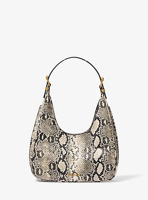 Nolita Snake Embossed Leather Hobo Shoulder Bag