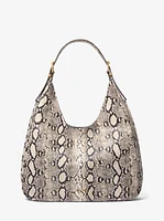 Nolita Large Snake Embossed Leather Hobo Shoulder Bag