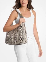 Nolita Large Snake Embossed Leather Hobo Shoulder Bag