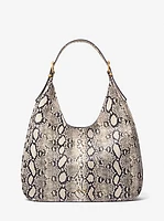 Nolita Large Snake Embossed Leather Hobo Shoulder Bag