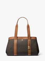 Romee Large Signature Logo and Leather Tote Bag