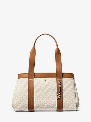 Romee Large Signature Logo and Leather Tote Bag