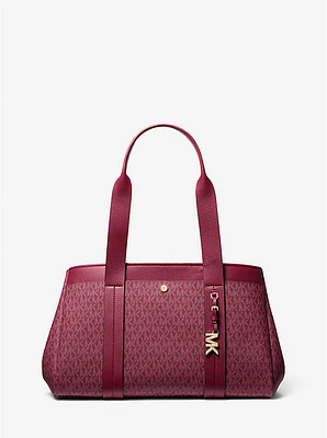 Romee Large Signature Logo and Leather Tote Bag