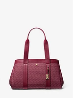 Romee Large Signature Logo and Leather Tote Bag