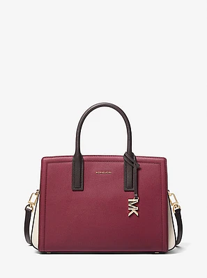 Laila Medium Color-Block Pebbled Leather Satchel