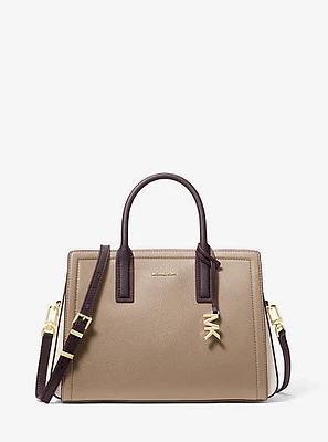 Laila Medium Color-Block Pebbled Leather Satchel