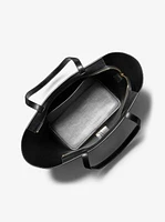 Flora Large Signature Logo and Leather Tote Bag
