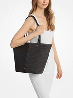 Flora Large Signature Logo and Leather Tote Bag