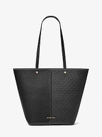 Flora Large Signature Logo and Leather Tote Bag
