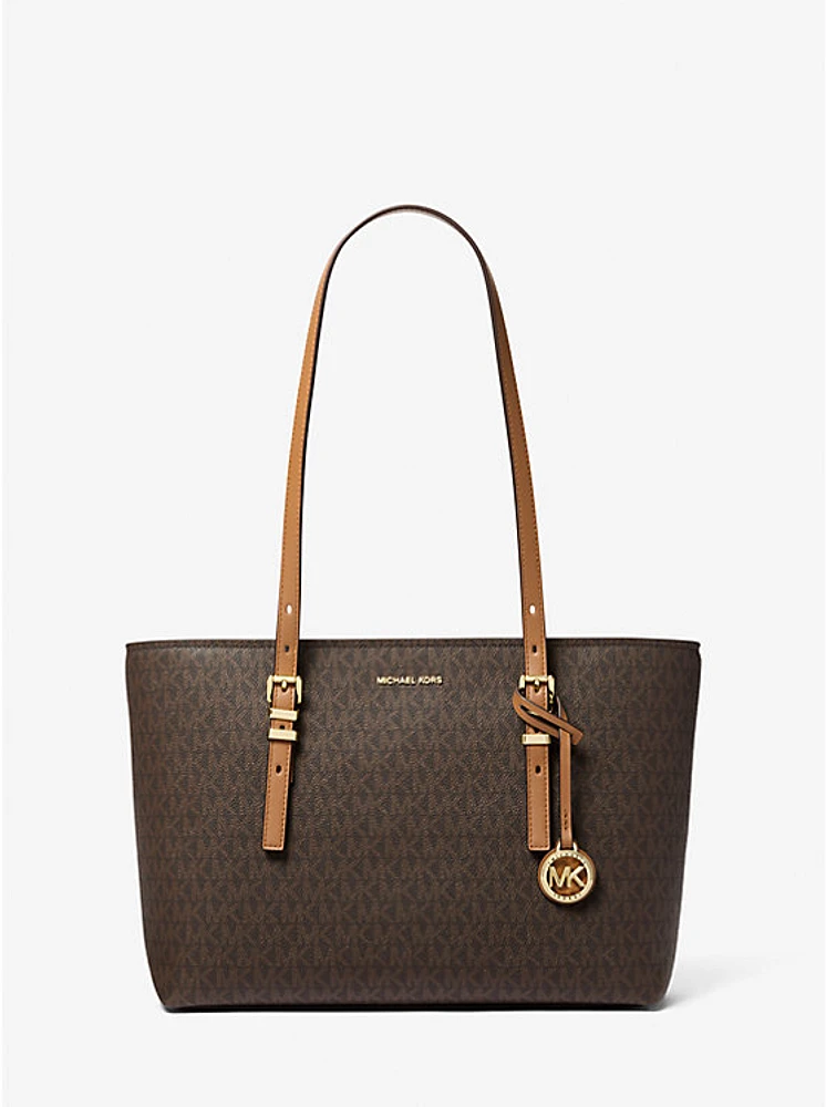 Quinn Medium Signature Logo and Leather Tote Bag