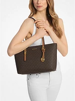 Quinn Medium Signature Logo and Leather Tote Bag