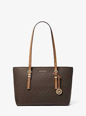 Quinn Signature Logo and Leather Tote Bag