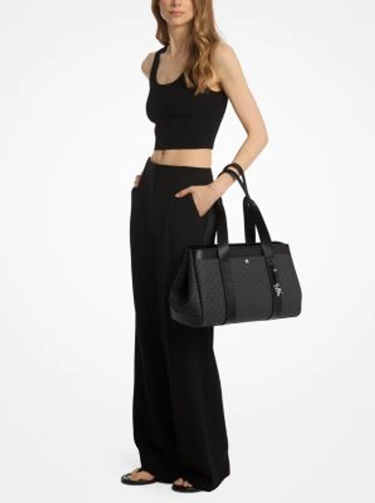 Romee Large Signature Logo and Leather Tote Bag