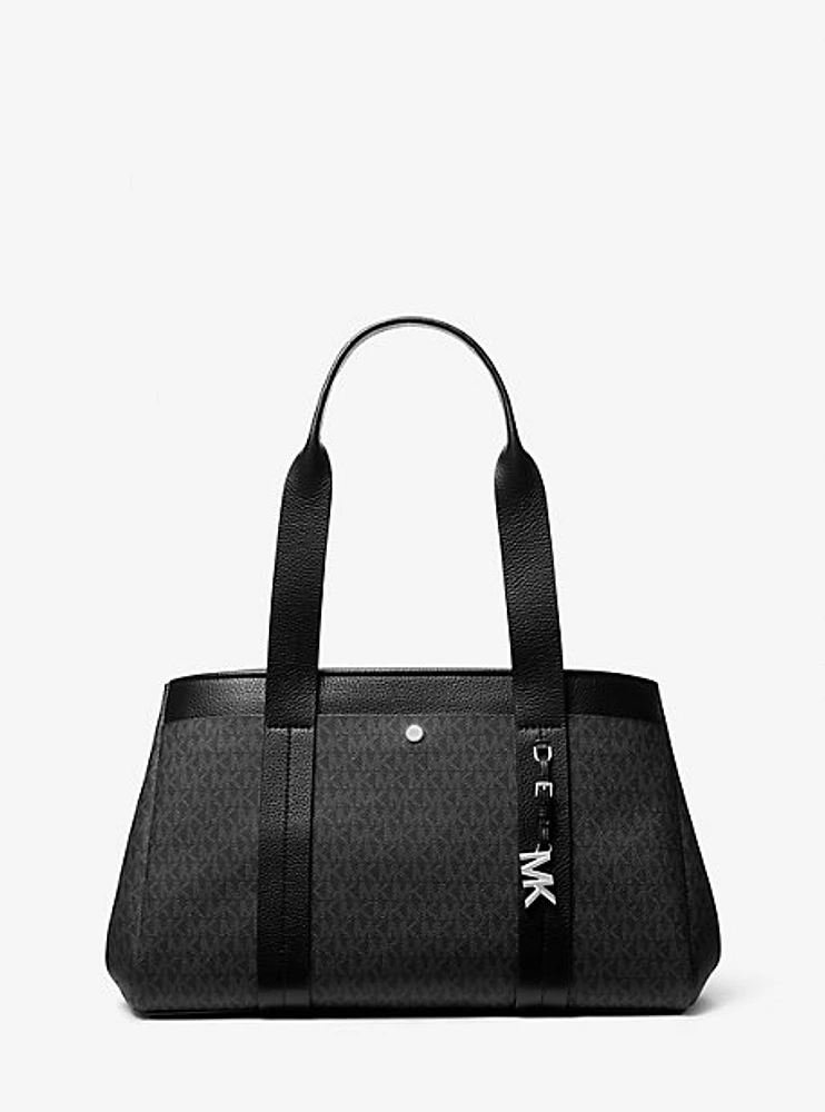 Romee Large Signature Logo and Leather Tote Bag