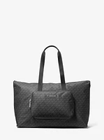 Tanner Large Printed Signature Logo Reversible Packable Tote Bag
